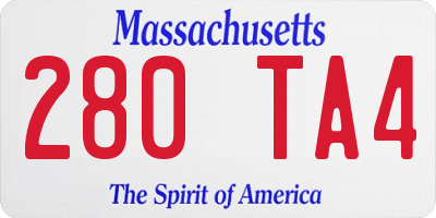 MA license plate 280TA4