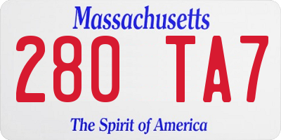 MA license plate 280TA7