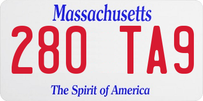 MA license plate 280TA9