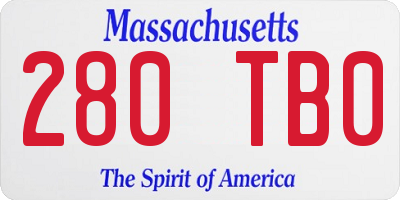 MA license plate 280TB0