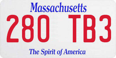 MA license plate 280TB3