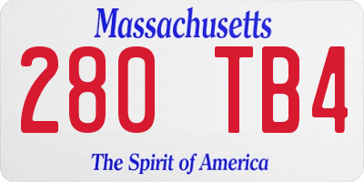 MA license plate 280TB4