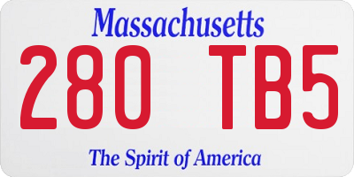 MA license plate 280TB5