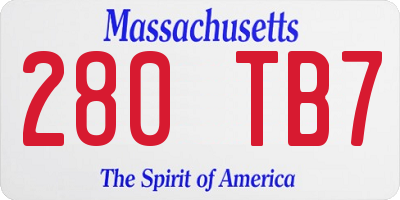 MA license plate 280TB7