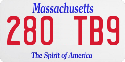 MA license plate 280TB9
