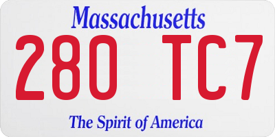 MA license plate 280TC7