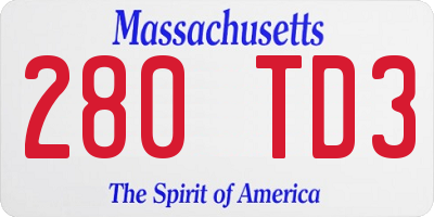 MA license plate 280TD3