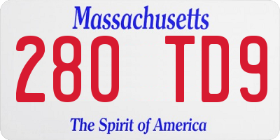 MA license plate 280TD9