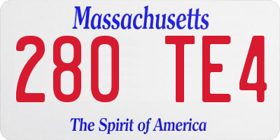 MA license plate 280TE4