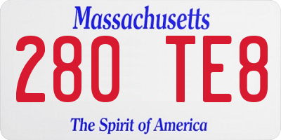MA license plate 280TE8