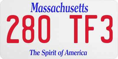 MA license plate 280TF3
