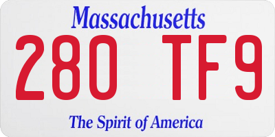 MA license plate 280TF9