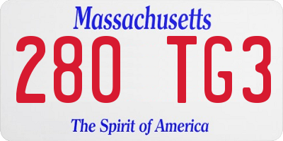 MA license plate 280TG3