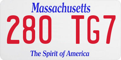 MA license plate 280TG7