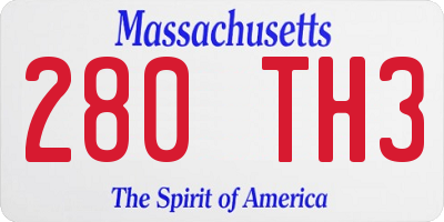 MA license plate 280TH3