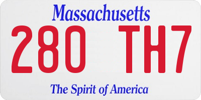MA license plate 280TH7