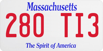 MA license plate 280TI3