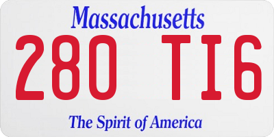 MA license plate 280TI6