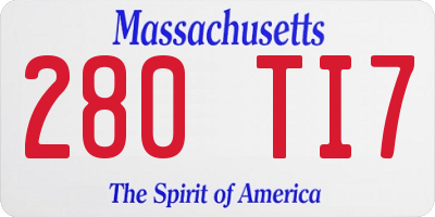 MA license plate 280TI7
