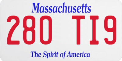 MA license plate 280TI9