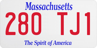 MA license plate 280TJ1