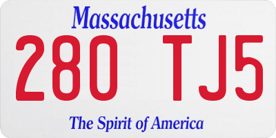 MA license plate 280TJ5