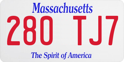 MA license plate 280TJ7