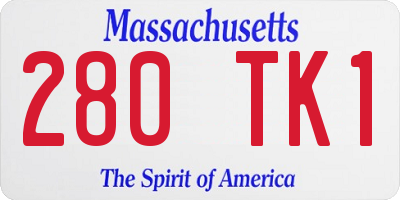 MA license plate 280TK1