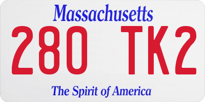 MA license plate 280TK2
