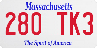 MA license plate 280TK3