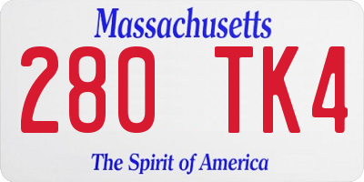 MA license plate 280TK4