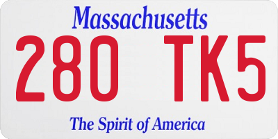 MA license plate 280TK5