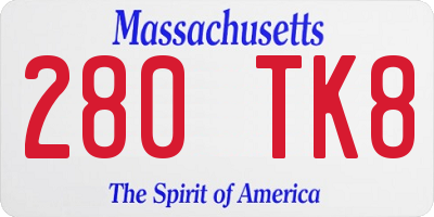 MA license plate 280TK8