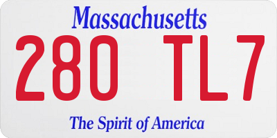 MA license plate 280TL7