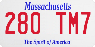 MA license plate 280TM7