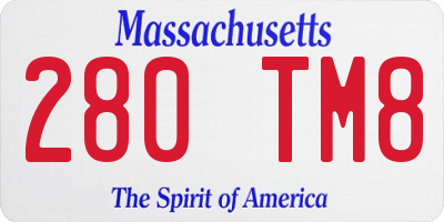 MA license plate 280TM8
