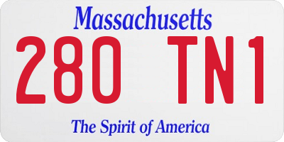MA license plate 280TN1