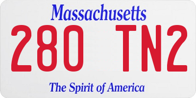 MA license plate 280TN2