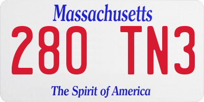 MA license plate 280TN3