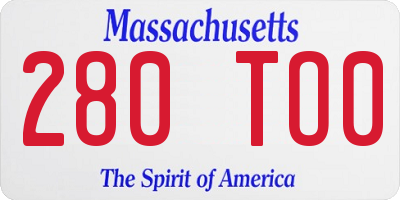 MA license plate 280TO0