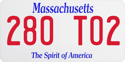 MA license plate 280TO2