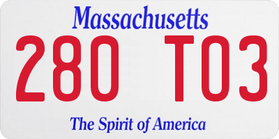 MA license plate 280TO3