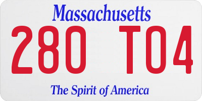 MA license plate 280TO4