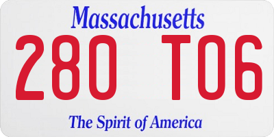 MA license plate 280TO6