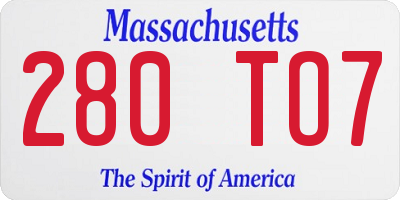 MA license plate 280TO7