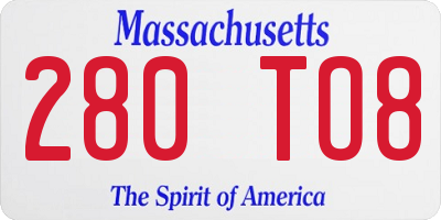 MA license plate 280TO8