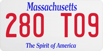 MA license plate 280TO9