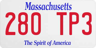 MA license plate 280TP3