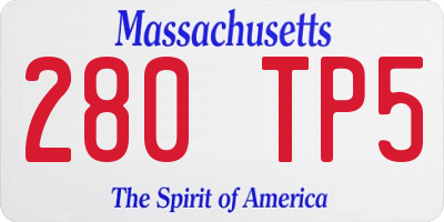 MA license plate 280TP5