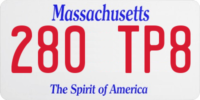 MA license plate 280TP8